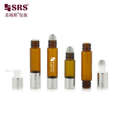 SGP1 Luxus-Doppel-End-Braun-Farbe Glasflasche mit Stecker und Roller Stahlkugel undicht Großhandel