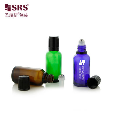 BLPF 5ml 10ml 15ml 20ml 30ml 50ml 100ml Runde Bernstein-Grünglasflasche mit Rollkugel aus Stahl für ätherisches Öl