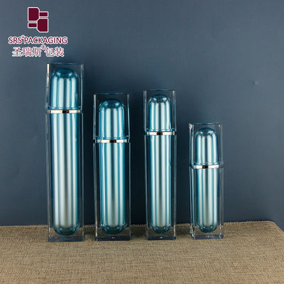 Shengruisi Neues Design leere Quadratmetallisierte Acryl Luxus Pumpe Hautpflege Lotion Flasche