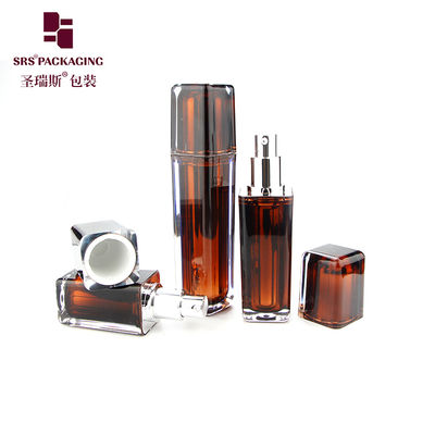 L054 Shengruisi 30 ml 50 ml Luxus Quadratform metallisiert Plastiklotionspumpe Flasche für Kosmetika