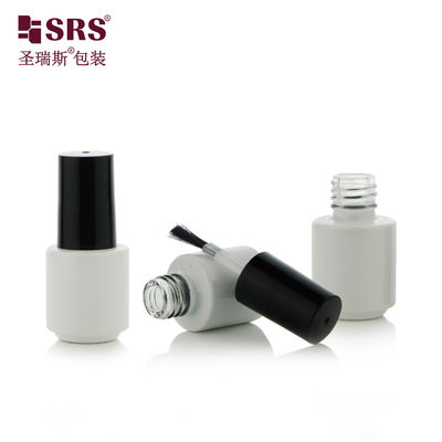 DH-1B 4.5ML Round Bottom Glass Nail Polish Bottle With Brush Painted White Color Logo Printing