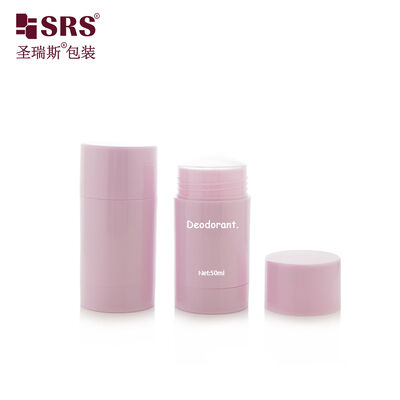 D042 50ML Maßgeschneiderte rosa Farbe Runde Form Kunststoff-Deodorant-Stick Behälter Bodenfüllung