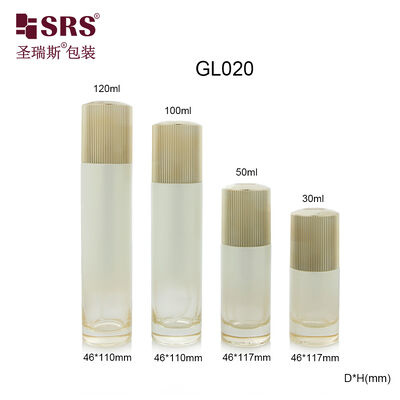 GL020 30ml 50ml 100ml 120ml Luxus leere transparente Glasflasche mit Lotionspumpe für Kosmetikcreme