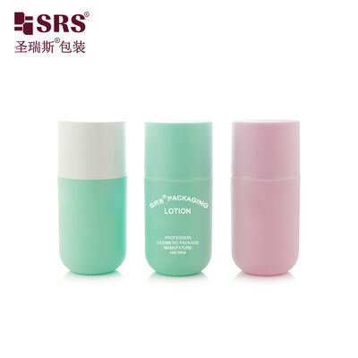 SRS-RE 50 ml runde Boden Plastik-luftlose Pumpe Flasche für Gesichtscreme Lotion Gel Verpackung