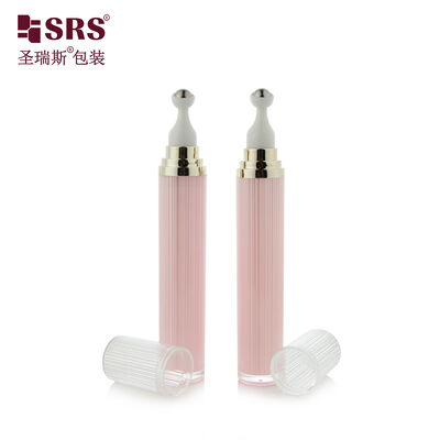 15ml/20ml Ribbed Acrylic Roll‑on Bottle Empty Eye Serum Massage Cosmetic Container Custom Logo