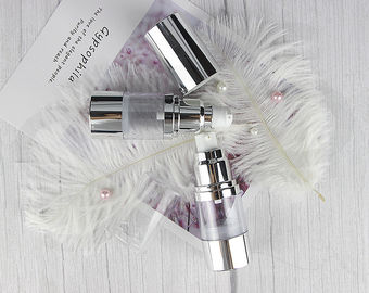 A0230 Plastikflasche mit durchsichtiger Silber-Aluminium-Schulter, kosmetische, durchsichtige, luftlose Pumpe