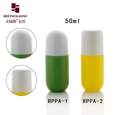 Pille Form Cute Plastik Leer Großhandel Custom Grün Farbe 50ml Roll On Flasche
