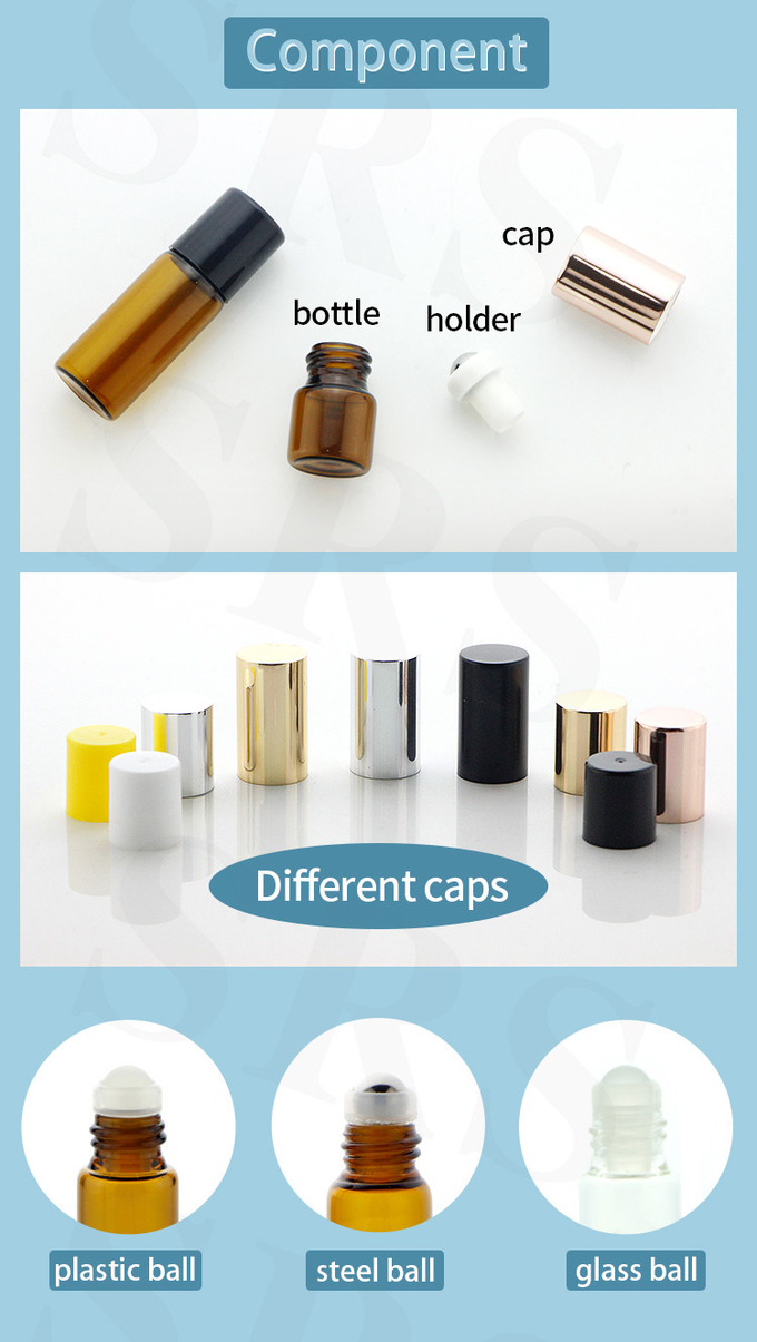 BLP-1ML Tragbare Mini-Probengröße Leere transparente Glasflasche Rollverpackung 2